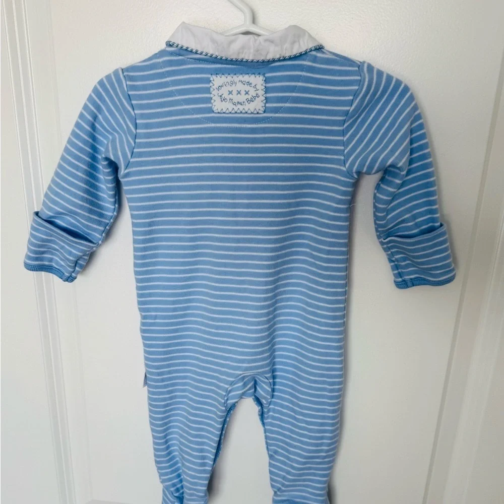 JoJo Maman Bebe Blue Boat Embroidered Sleepsuit 3-6M